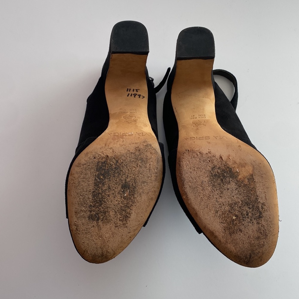 Via spiga Amya black suede sling back open toe chunky heel size 9.5 - Picture 7 of 8